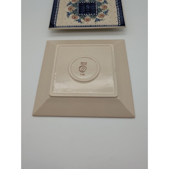 Polish Pottery Manufaktura Boleslawiec 9 Inch Square Plate - Picture 5 of 6